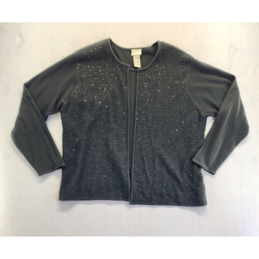 Koret Black Beaded Twin Set Cardigan Shell Knit Sweater 1X - Picture 7 of 7
